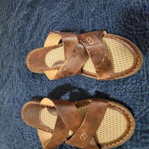 Born leather slide sandals, Women size 10, euro 41, brown